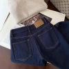 Make your legs look straight! Fleece, thickened, brushed, slimming, narrow straight-leg wide-leg jeans, red-eared jeans, women's winter F101212 Application Scenario